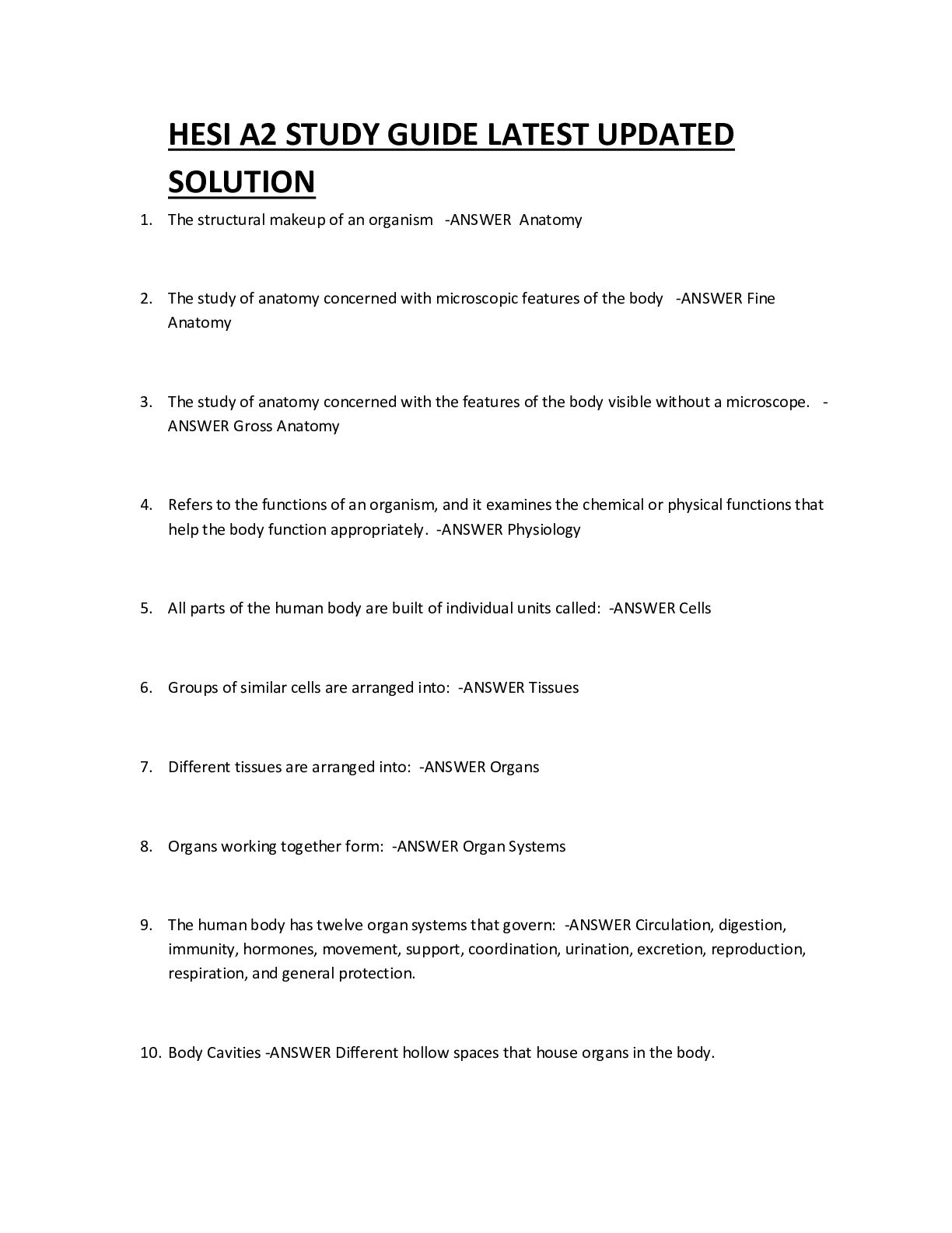 HESI A2 STUDY GUIDE LATEST UPDATED SOLUTION BEST FOR NURSING SCHOOL SRUDENTS AND EXAM PREPARATIONS.